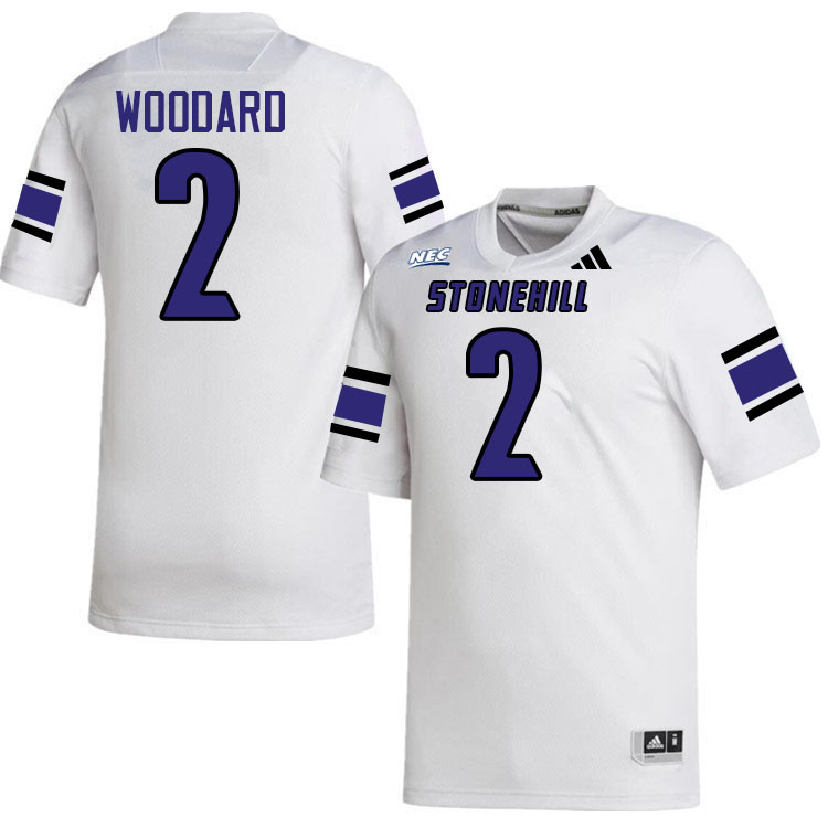 Stonehill Skyhawks #2 Zavion Woodard College Football Jerseys,Uniforms Stitched-White